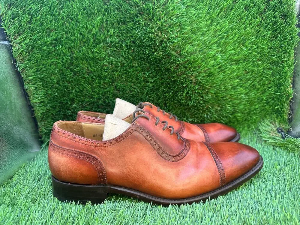Carlos Santos Handgrade Adelaide 8618 Oxford Dress Shoes Men's 8.5 Brown Leather
